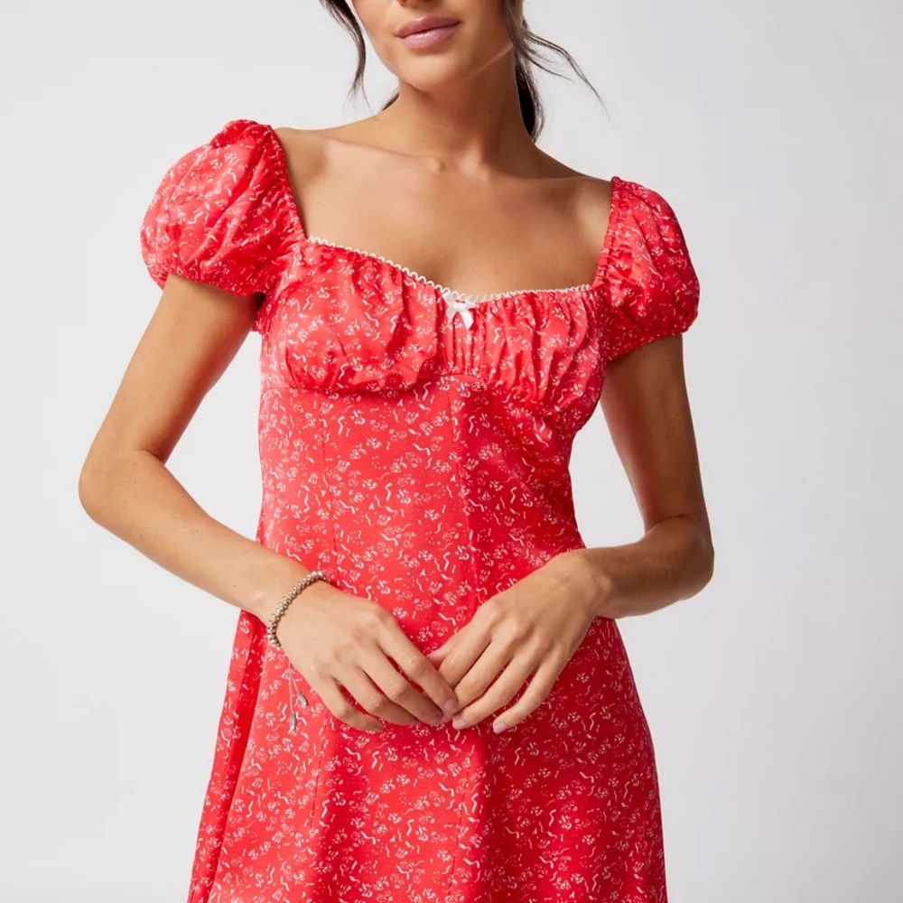 For Love And Lemons Antonia Linen Floral Mini Dress